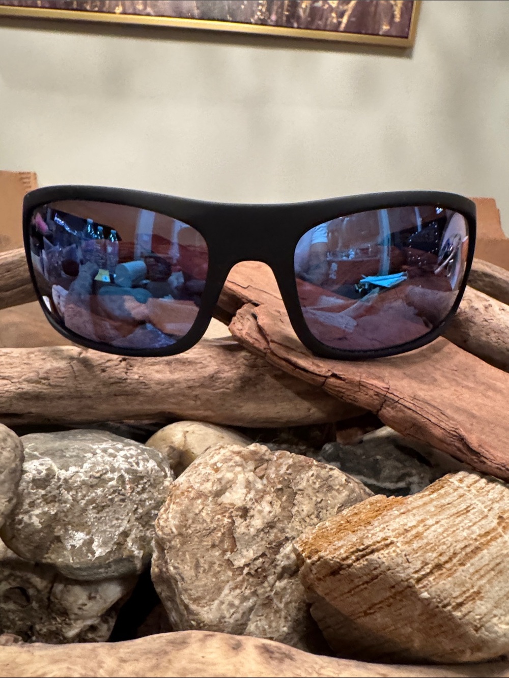 Maui Jim Matte Black Frame Polarized Blue Mirrored Sunglasses
